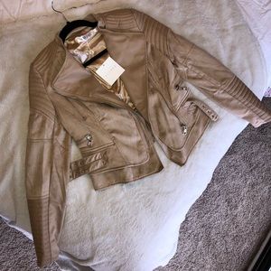 Reyna suede biker jacket -nude